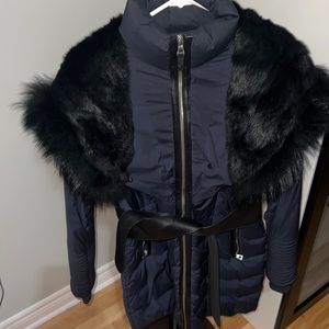 “Rudsak” Sophie down coat with leather belt